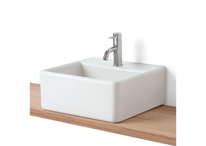 Stoneware sink for washstand faucet large