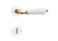 Door handle porcelain white brass